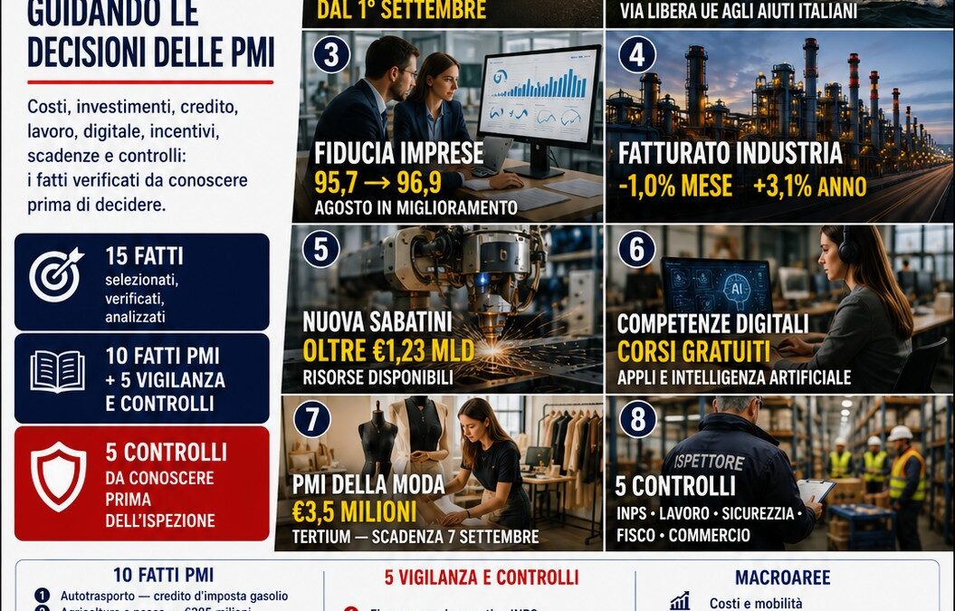 Osservatorio PMI 2.0 del 31 agosto 2026: quindici fatti che stanno cambiando il quadro operativo delle imprese