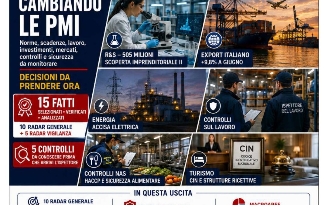 Osservatorio PMI 2.0 del 17 agosto: 15 fatti da conoscere e 5 controlli reali da cui imparare