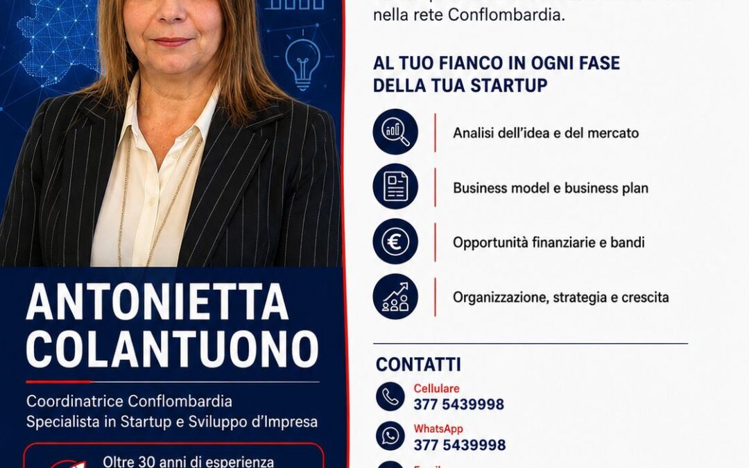 Startup, dall’idea all’impresa: la competenza di Antonietta Colantuono nella rete Conflombardia