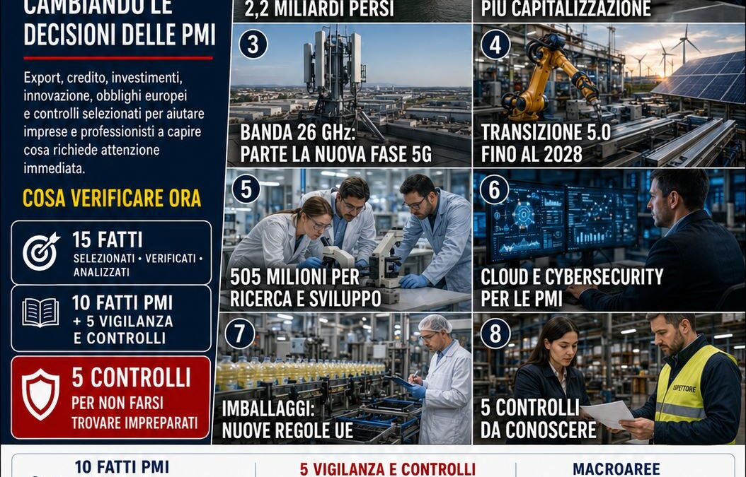 Osservatorio PMI 2.0 del 28 agosto 2026: investimenti, fisco, digitale e controlli, 15 temi da conoscere prima di decidere