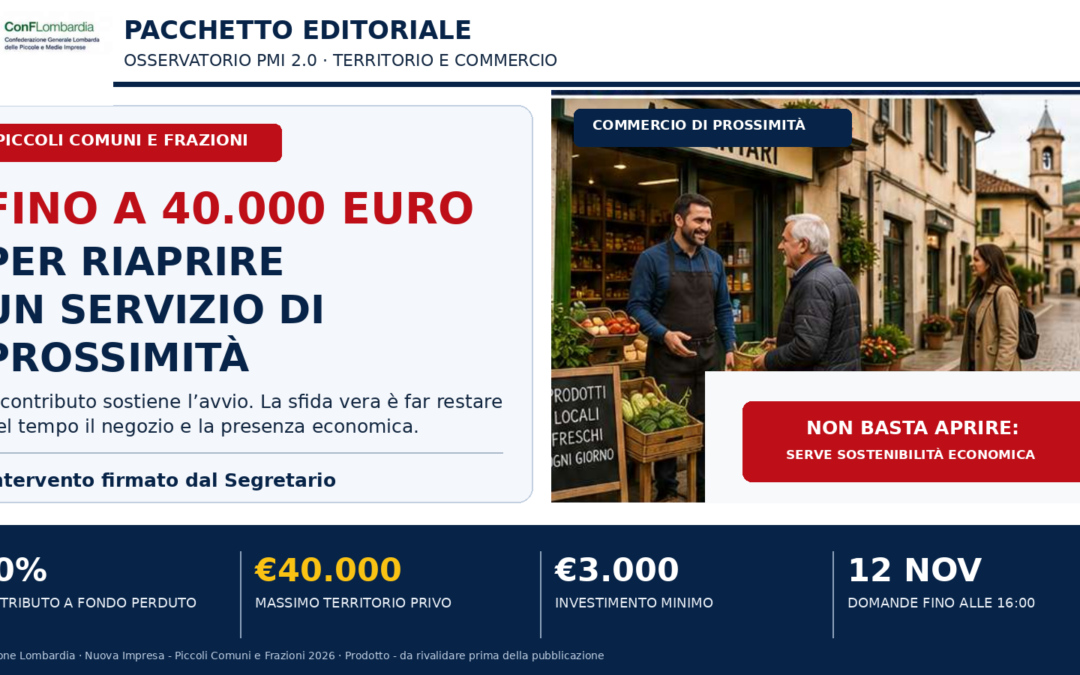 Piccoli comuni: un incentivo vale se riporta servizi e presenza economica