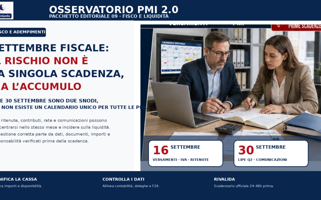 Settembre fiscale: il rischio non è la singola scadenza ma l’accumulo