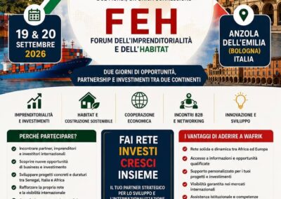 Senegal-Italia: il 19 e 20 settembre ad Anzola dell’Emilia il Forum dell’Imprenditorialità e dell’Habitat