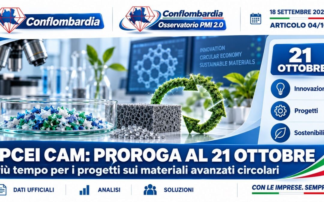 IPCEI CAM: scadenza al 21 ottobre, il tempo in più va usato per rafforzare il progetto
