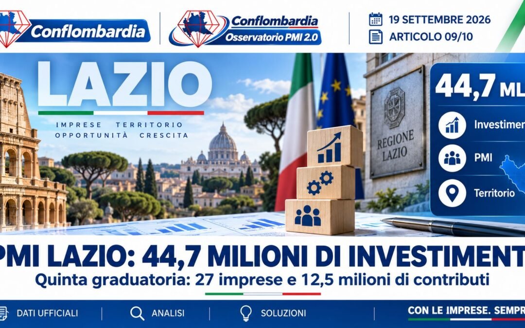 Investimenti Strategici PMI Lazio: 27 imprese ammesse, ma la graduatoria non è ancora cassa
