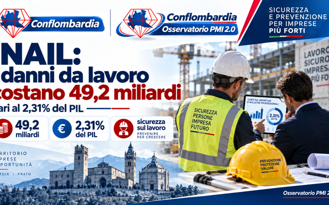 INAIL, i danni da lavoro costano 49,2 miliardi: il 2,31% del PIL
