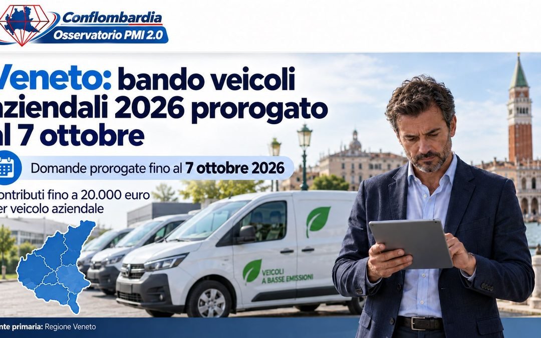 Veneto, veicoli aziendali: proroga al 7 ottobre e fino a 20 mila euro per sostituire i mezzi più inquinanti