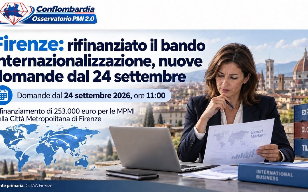 Firenze riapre il bando internazionalizzazione: 253 mila euro aggiuntivi e nuove domande dal 24 settembre