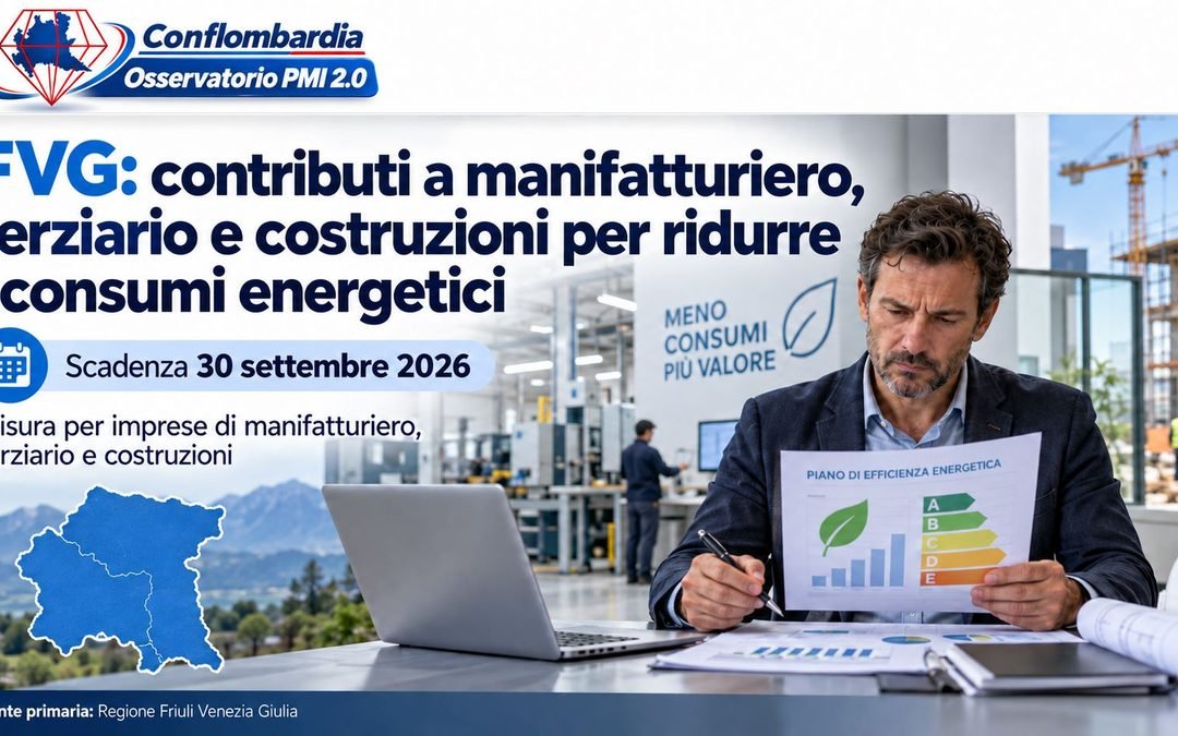 FVG, efficienza energetica: il 30 settembre chiude la linea per manifatturiero, terziario e costruzioni
