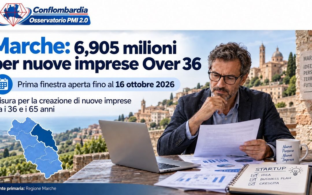 Marche, nuove imprese Over 36: 6,905 milioni e contributi da 20 mila euro per chi riparte dal lavoro autonomo