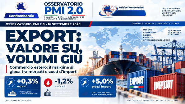 Osservatorio PMI 2.0 — Export: valore su, volumi giù. Commercio estero, margini e costi d’import.